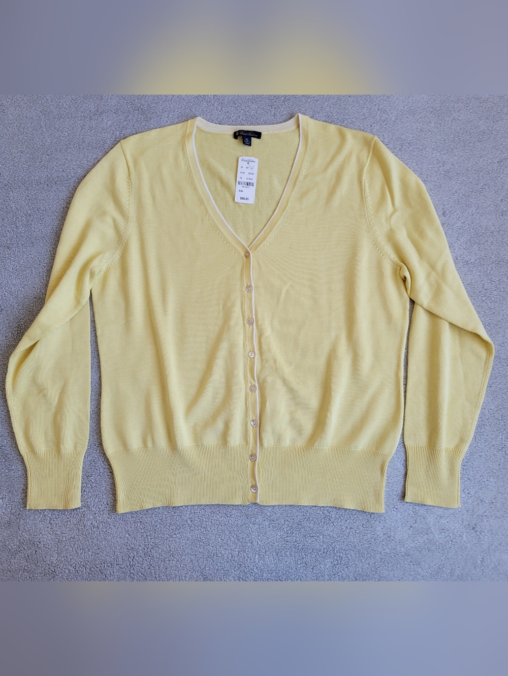 Brooks Brothers Light Yellow V-Neck Button Cardigan Sweater